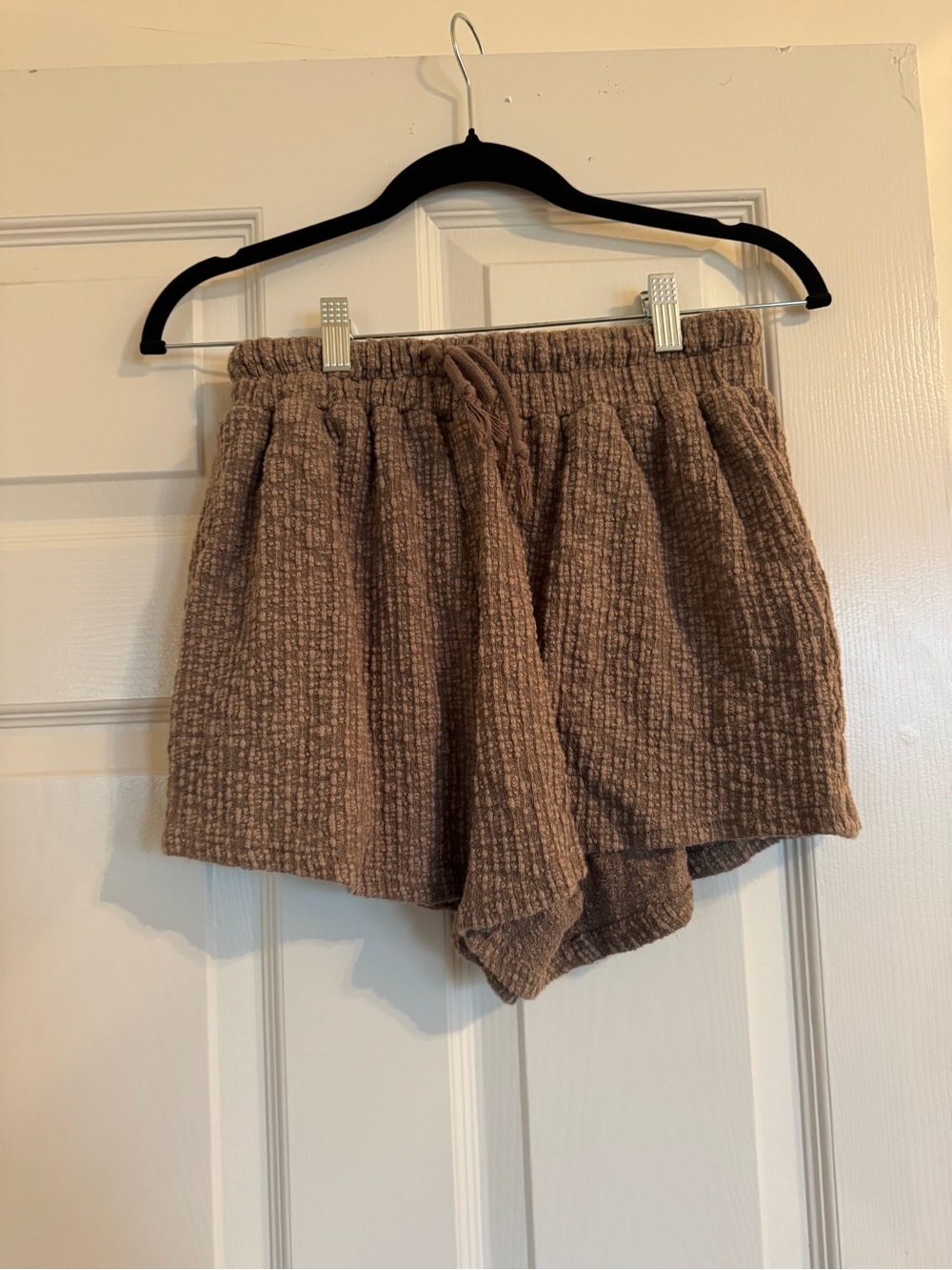 Free People Taupe Waffle Knit Button Cardigan & Shorts Set - Picture 6 of 8